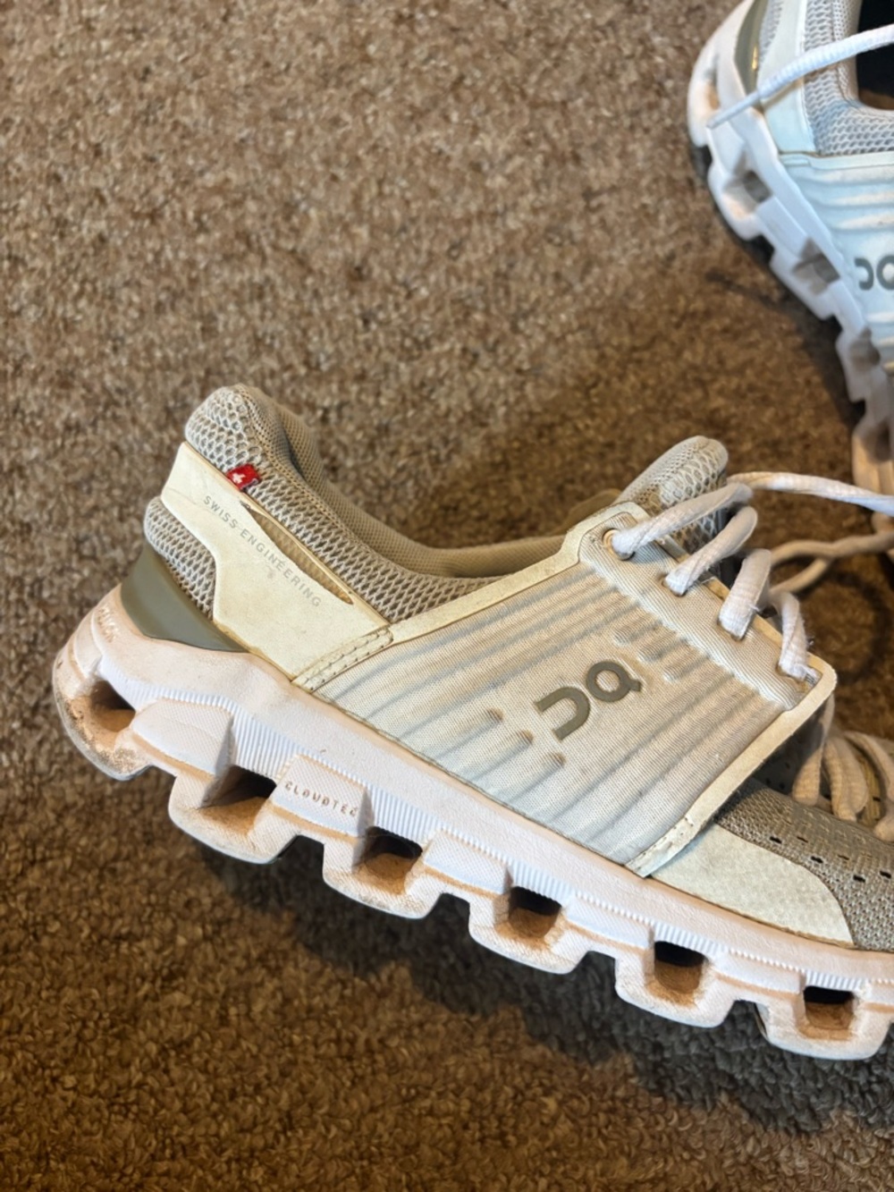 On Cloud Women's Athletic Shoes in Light Beige/White - Picture 4 of 5